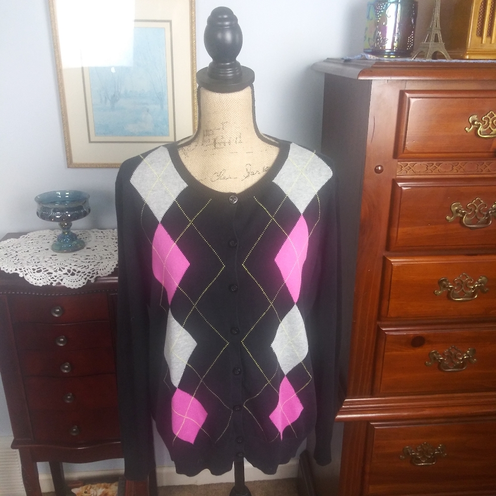 Izod Argyle Cardigan Sweater